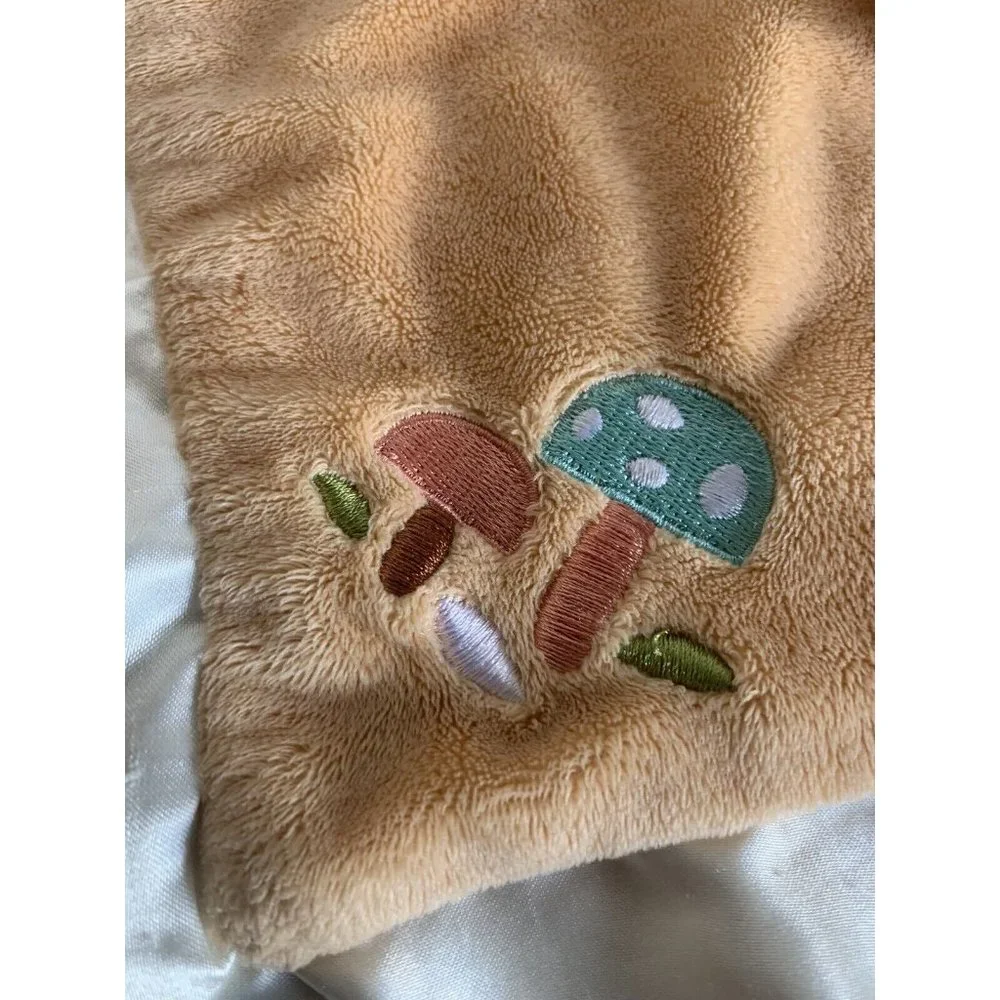 Douglas Sleeping Fox Lovey Security Baby Blanket Mushrooms Satin Trim Plush Tail